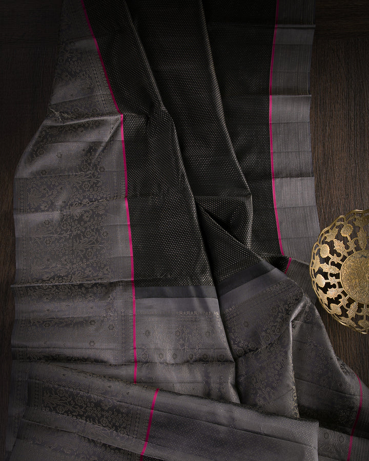 Black And Grey Kanjivaram Silk Saree - DJ320(C)
