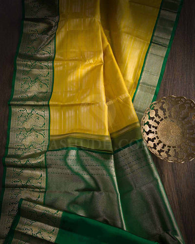 Yellow And Green Kanjivaram Silk Saree - S1222(A)