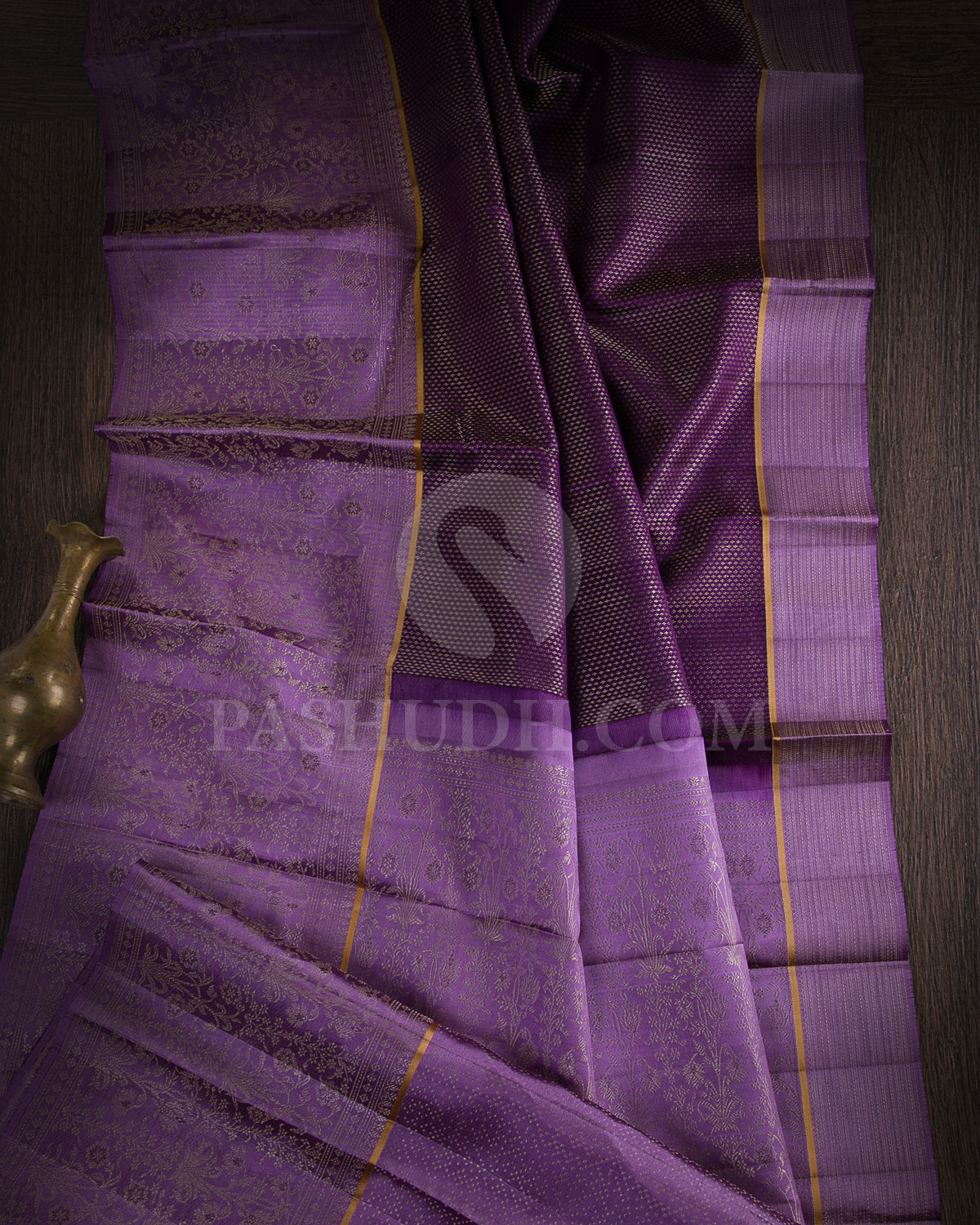 Aubergine And Lilac Kanjivaram Silk Saree - DJ320(B)