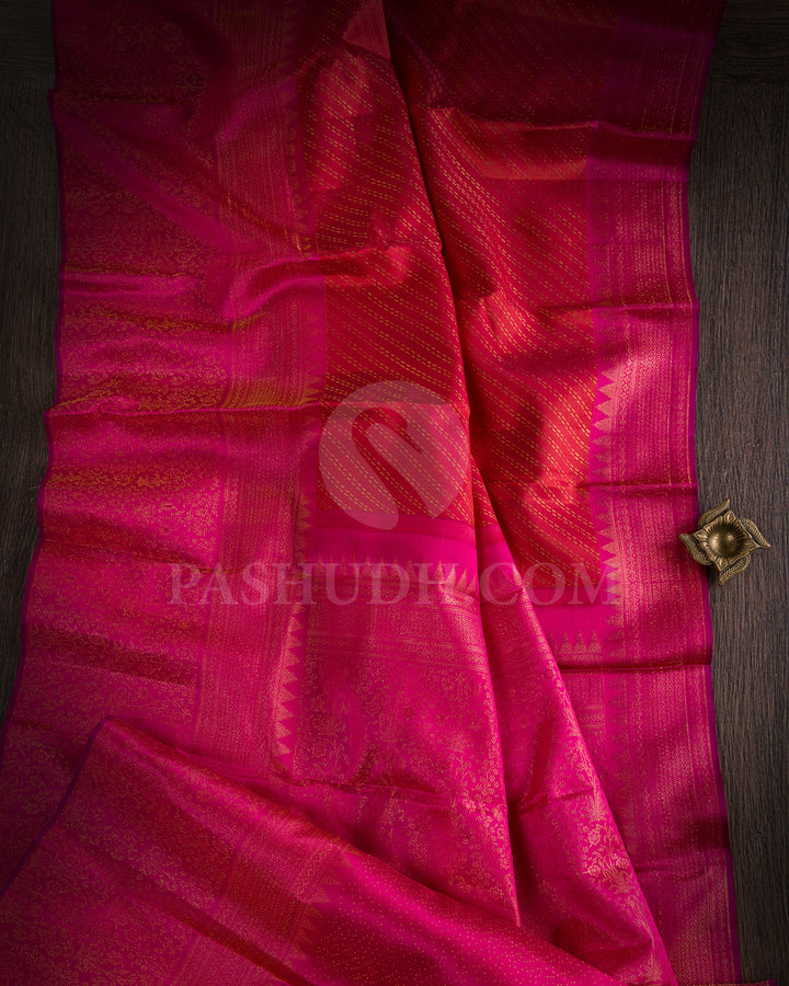 Red And Pink Kanjivaram Silk Saree - DJ321(A)