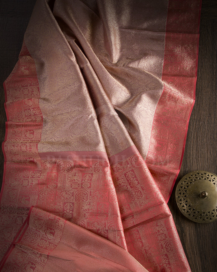 Mauve And Rust Orange Kanjivaram Silk Saree - D568(A)