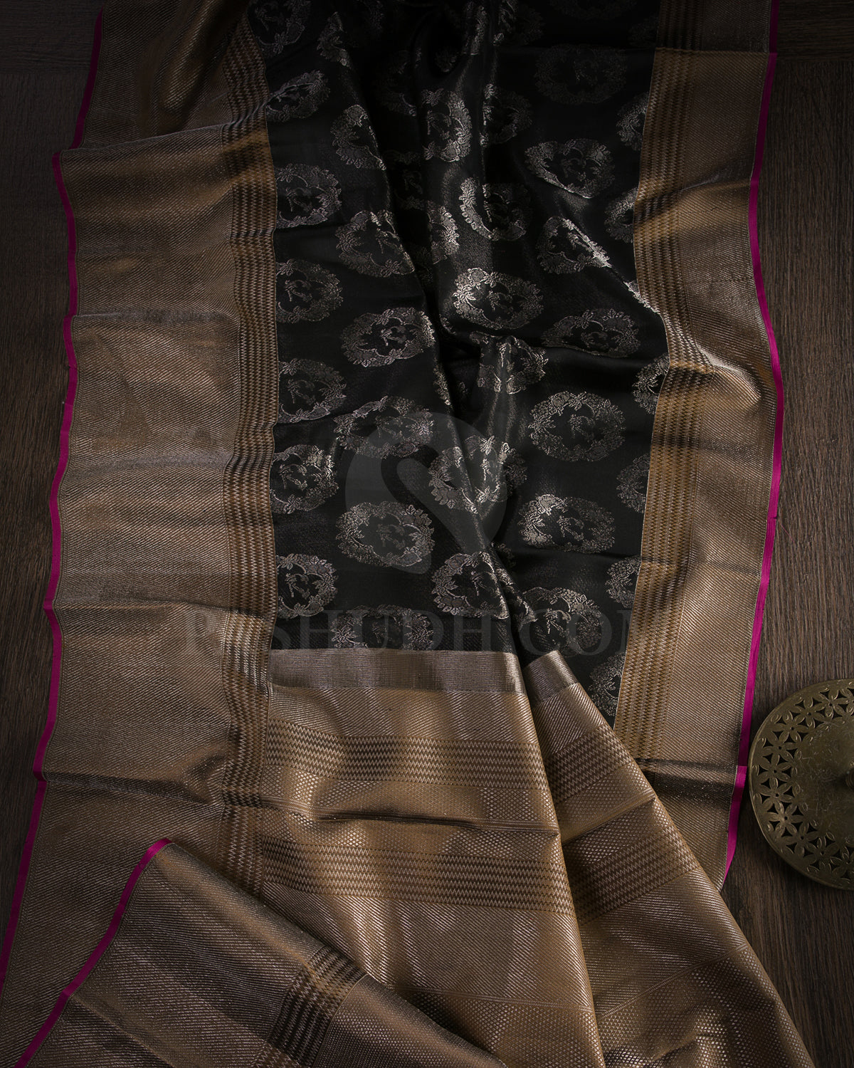 Black And Brown Kanjivaram Silk Saree - D510(F)