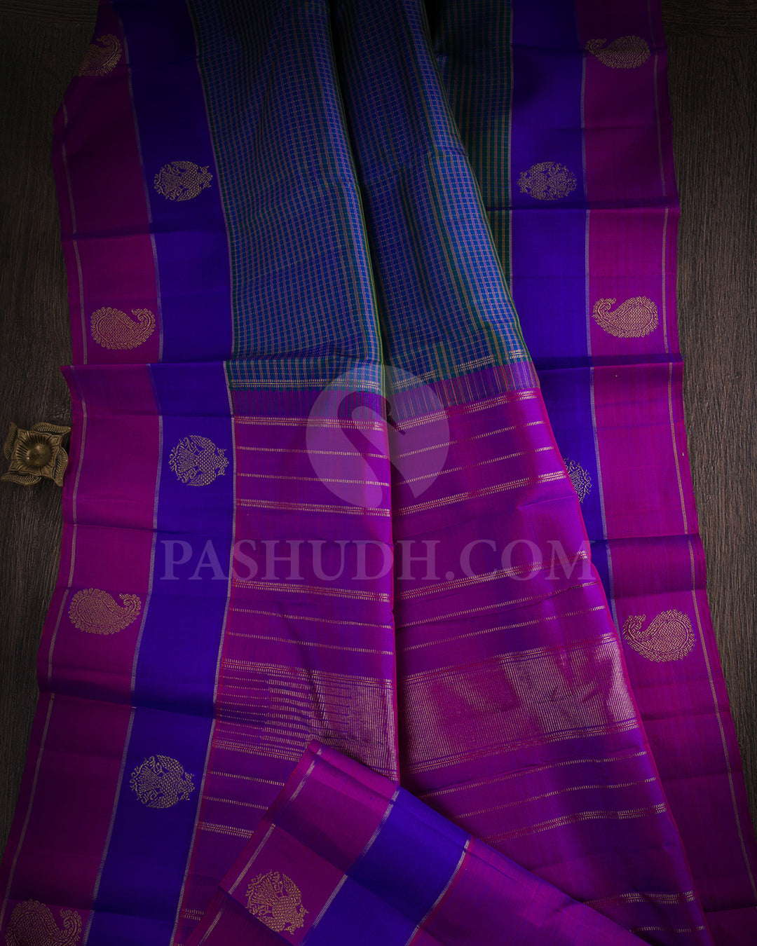 Royal Blue And Violet Kanjivaram Silk Saree - KF4