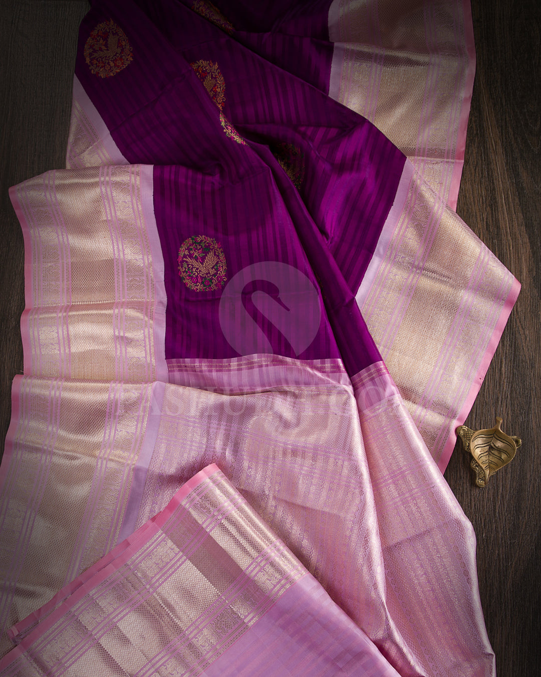 Purple And Baby Pink Kanjivaram Silk Saree - S1132(B)
