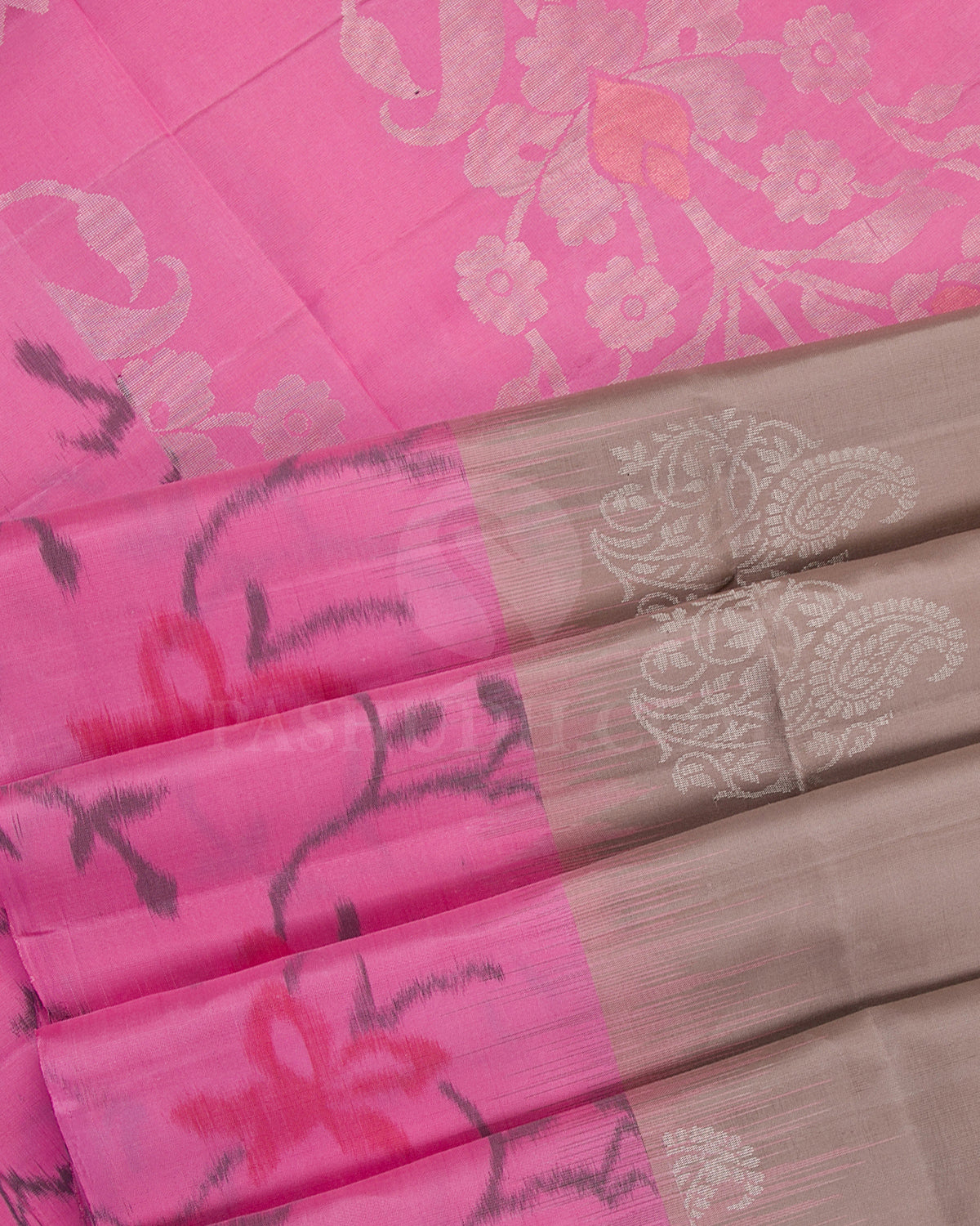 Beige And Pink Soft Silk Saree - C8