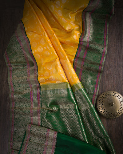 Yellow And Green Kanjivaram Silk Saree - S1205(A)