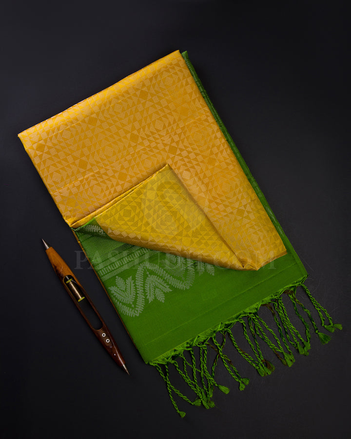 Yellow And Green Soft Silk Saree - C34