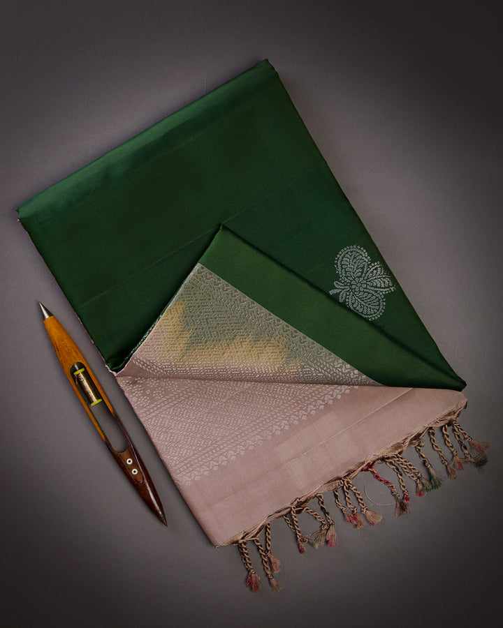 Green And Beige Soft Silk Saree - C18