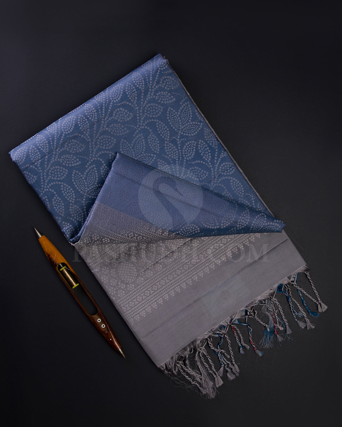 Blue and Grey Soft Silk Saree -C28