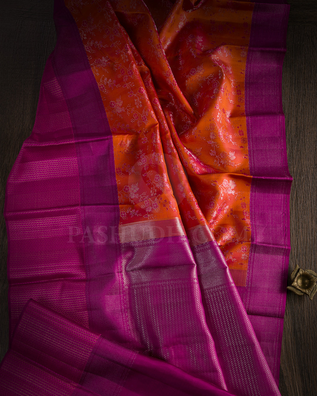Orange And Pink Kanjivaram Silk Saree - D563(A)
