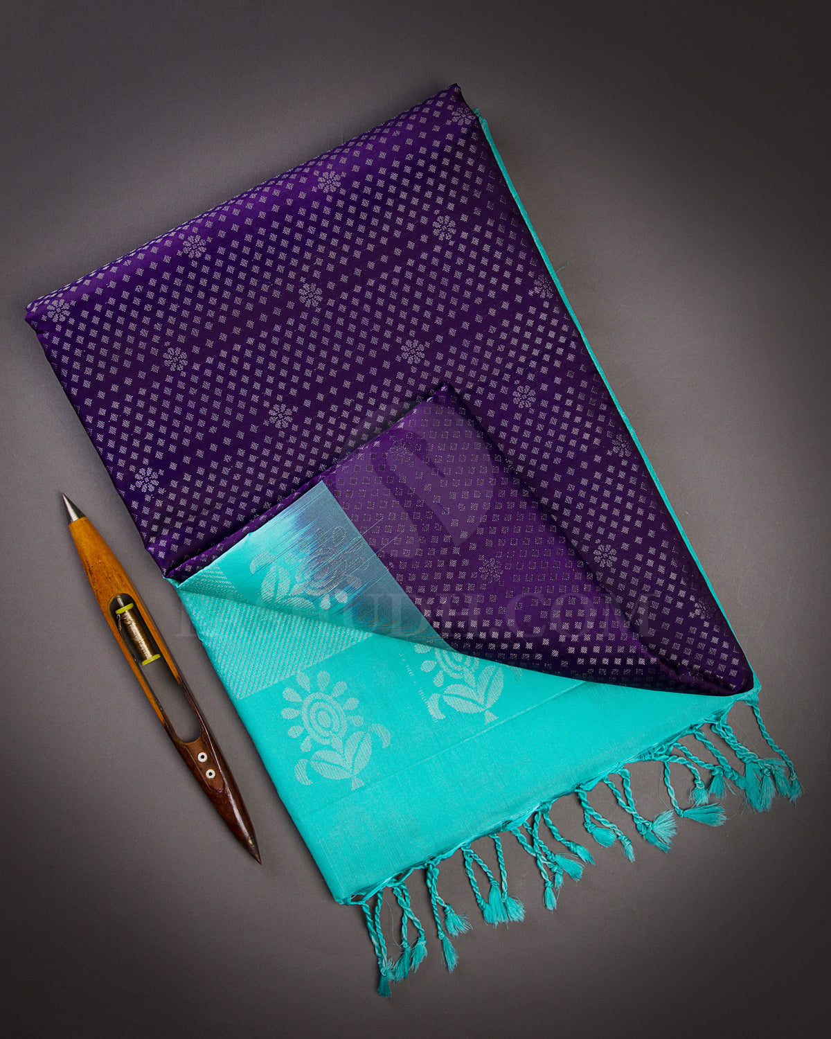 Purple And Sky Blue Soft Silk Saree - C17