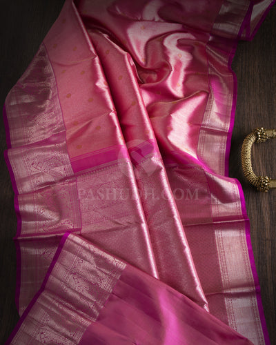 Onion Pink Shot Kanjivaram Silk Saree - S1032(A) - View 1