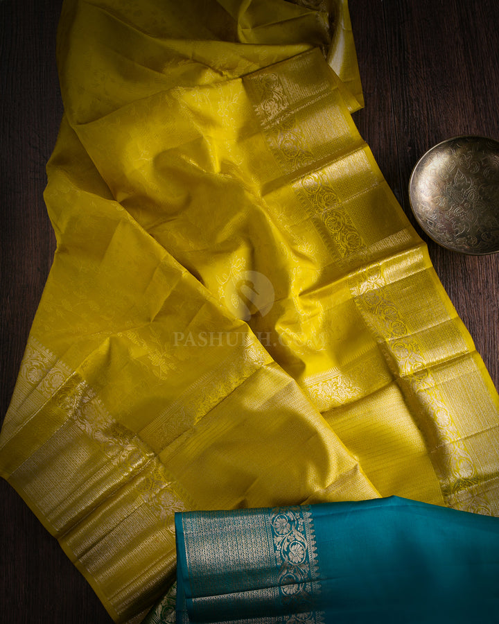 Light Olive Green Kanjivaram Silk Saree - DJ212 - View 1