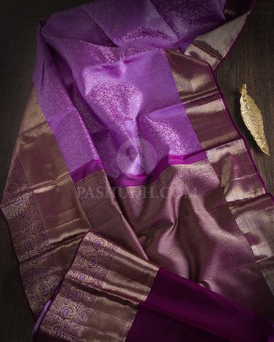Lavender and Violet Kanjivaram Silk Saree - DT246(B)
