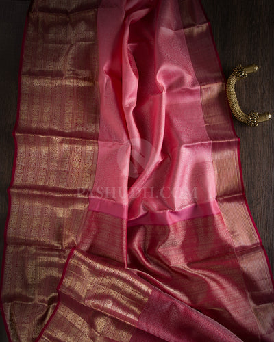 Baby Pink & Rasberry Red Kanjivaram Silk Saree - DT266(A)