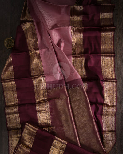 Old Rose & Brown Kanjivaram Silk Saree - D503(D)