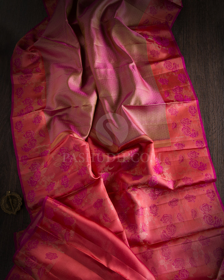 Coral Shade Kanjivaram Silk Saree - DJ274(A)