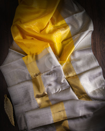 Yellow and Grey Kanjivaram Silk Saree - DT224