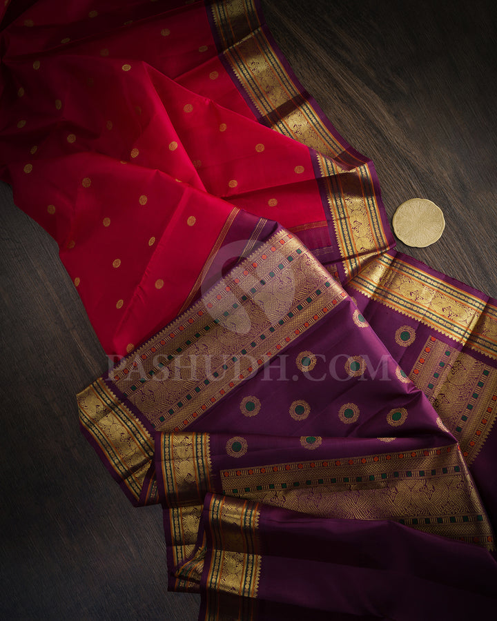Bold Red With Betel Nut Shade Bridal Pure Zari Kanjivaram Silk Saree-SP409
