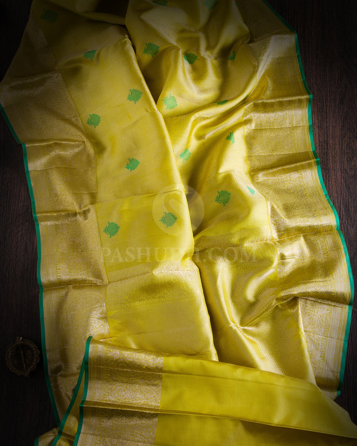 Light Yellow Kanjivaram Silk Saree - DJ249