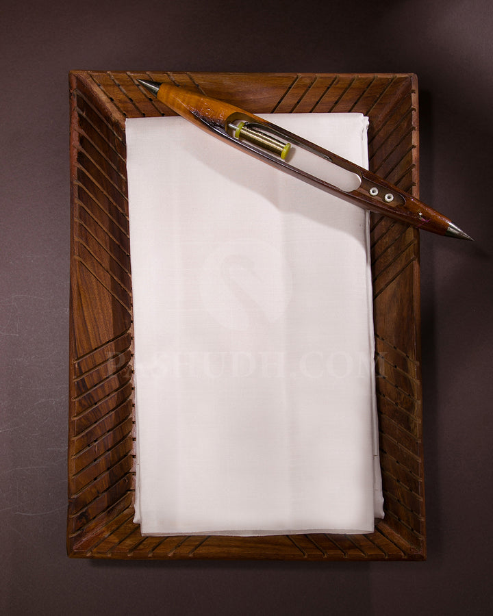 Cream Kanjivaram silk Shirt Fabric  - V22