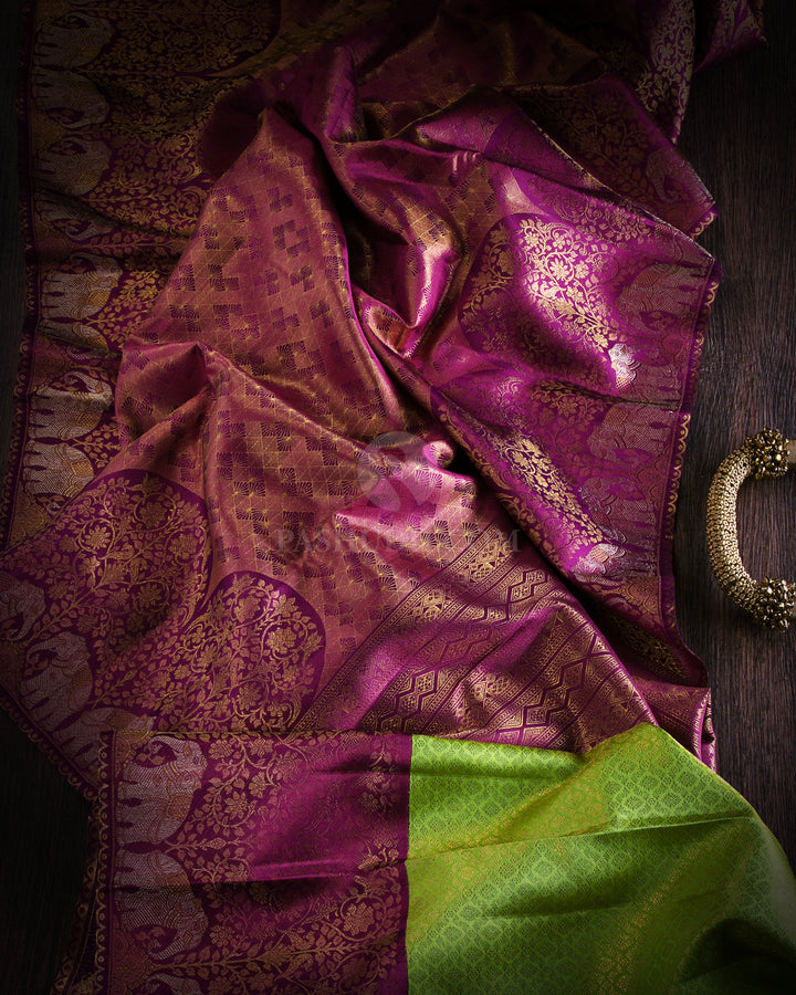 Violet Kanjivaram Silk Saree - P120 -View 2