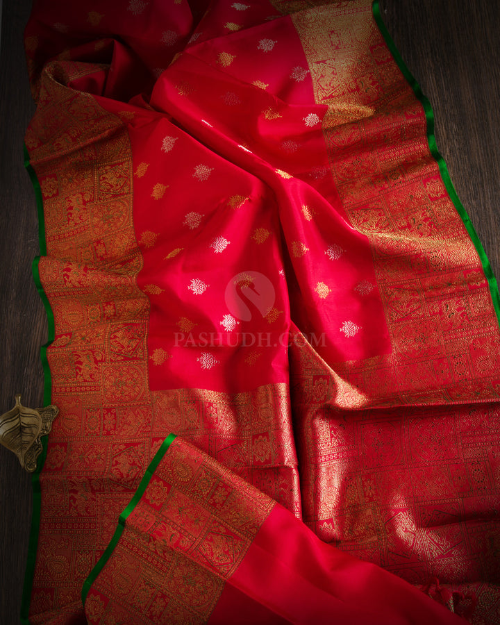 Deep Red Pure Zari Kanjivaram Silk Saree - P112 - View 2