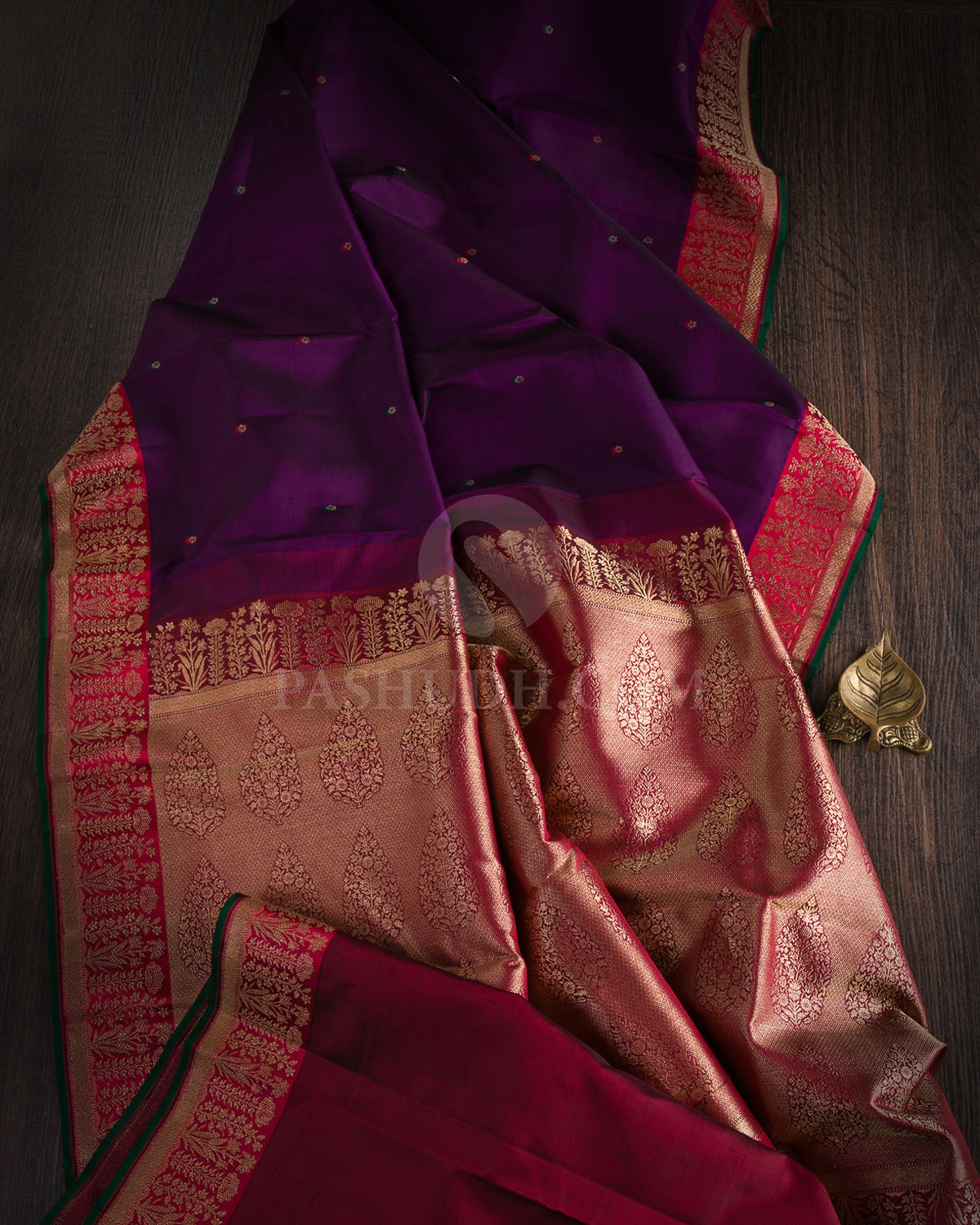 Violet & Red Kanjivaram Silk Saree - S1083(A) -View 1