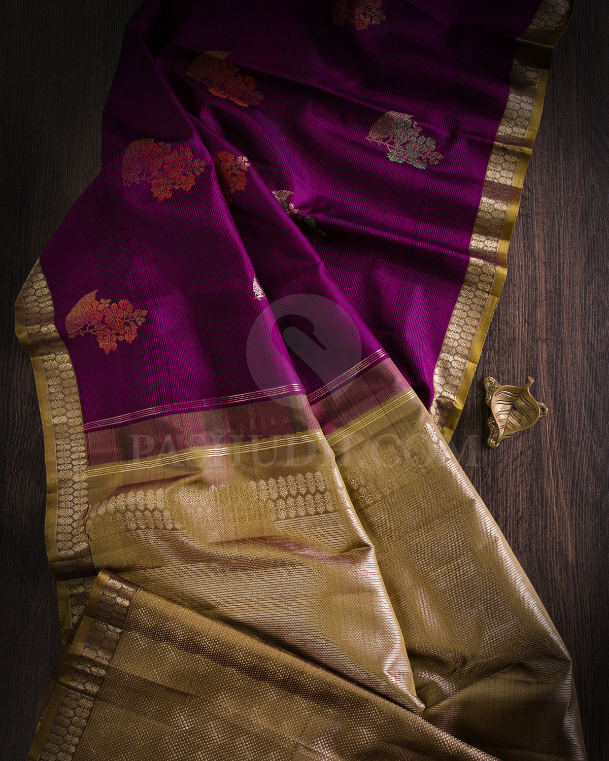 Purple, Pink And Mehendi Green Kanjivaram Silk Saree - S1248(A)