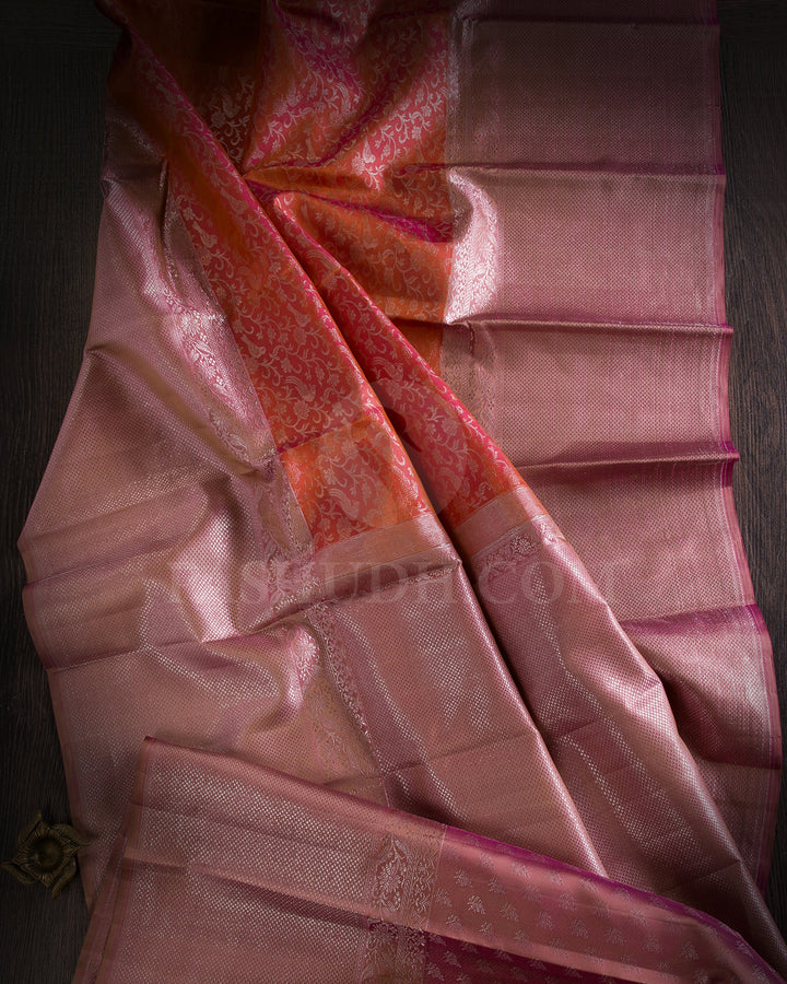 Mild Orange And Old Rose Kanjivaram Silk Saree - DT280(A)