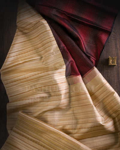 Black, Maroon And Cream Kanjivaram Silk Saree - S1230(A)