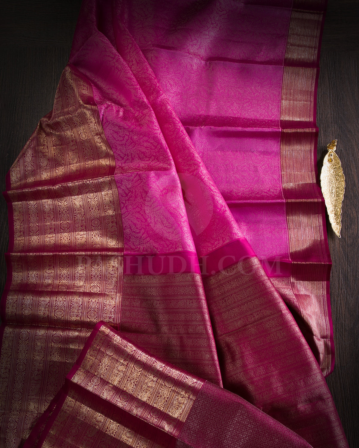 Bright Pink And Deep Rouge Kanjivaram Silk Saree - DT282(A)