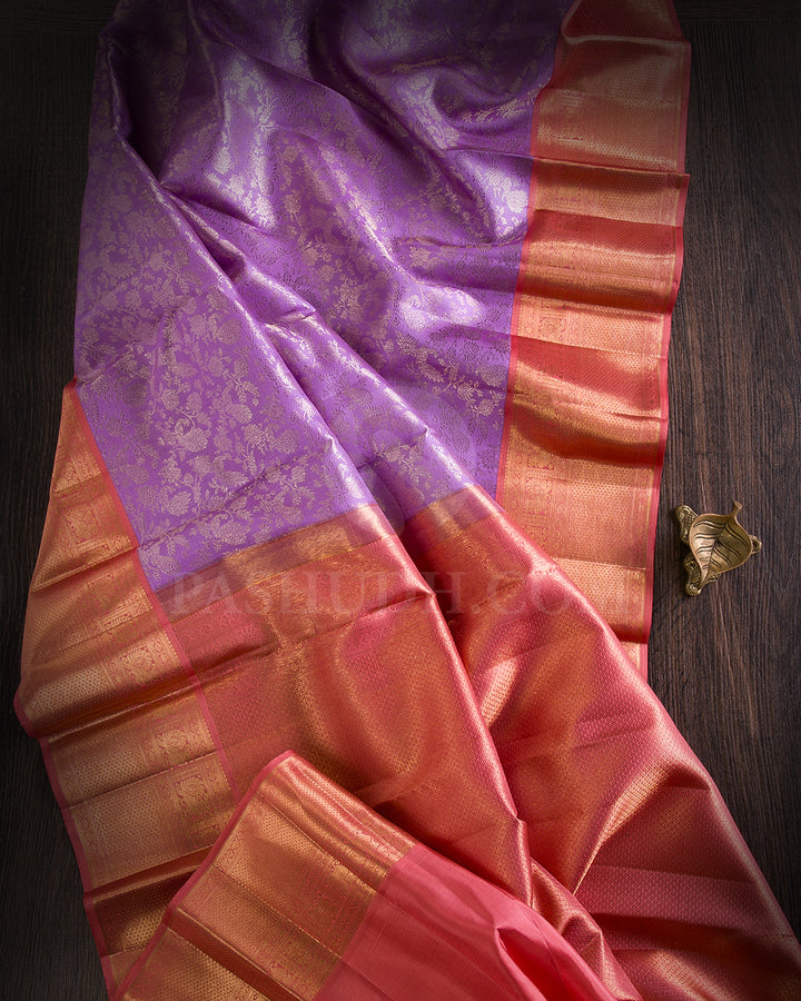 Lavender And Pale Orange Kanjivaram Silk Saree - S1151(C)