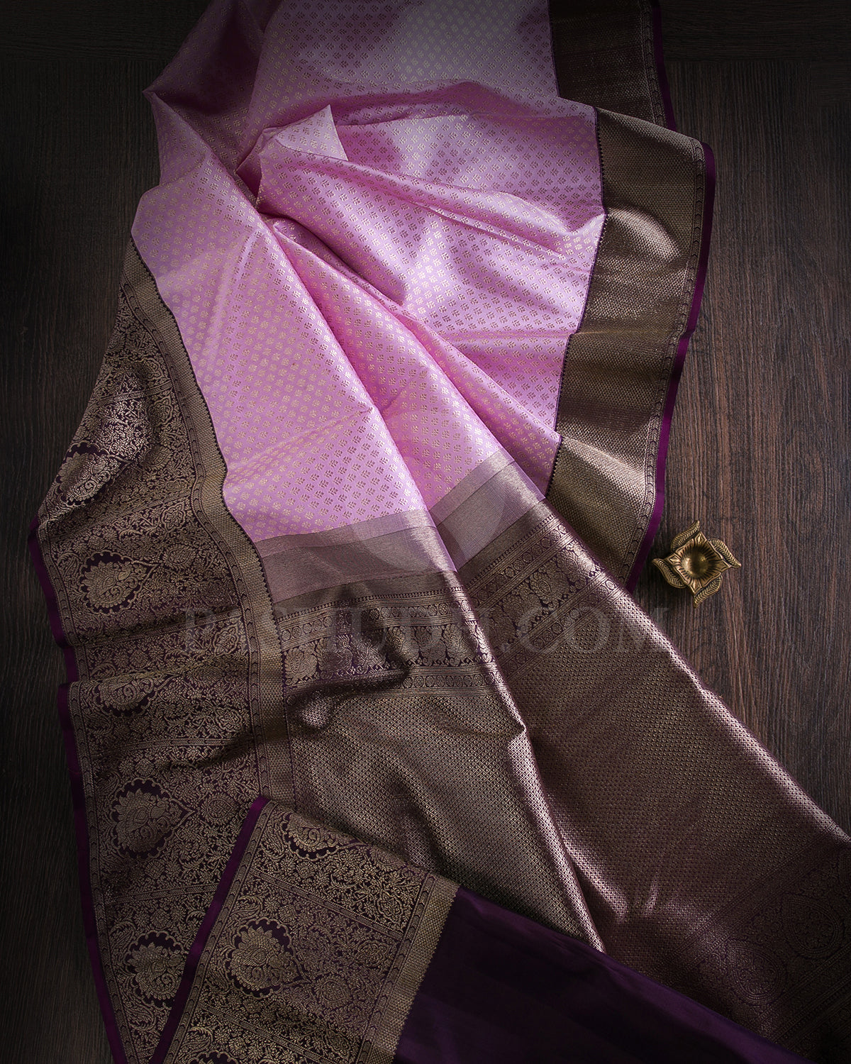 Baby Pink And Dark Purple Kanjivaram Silk Saree - S1239(A)