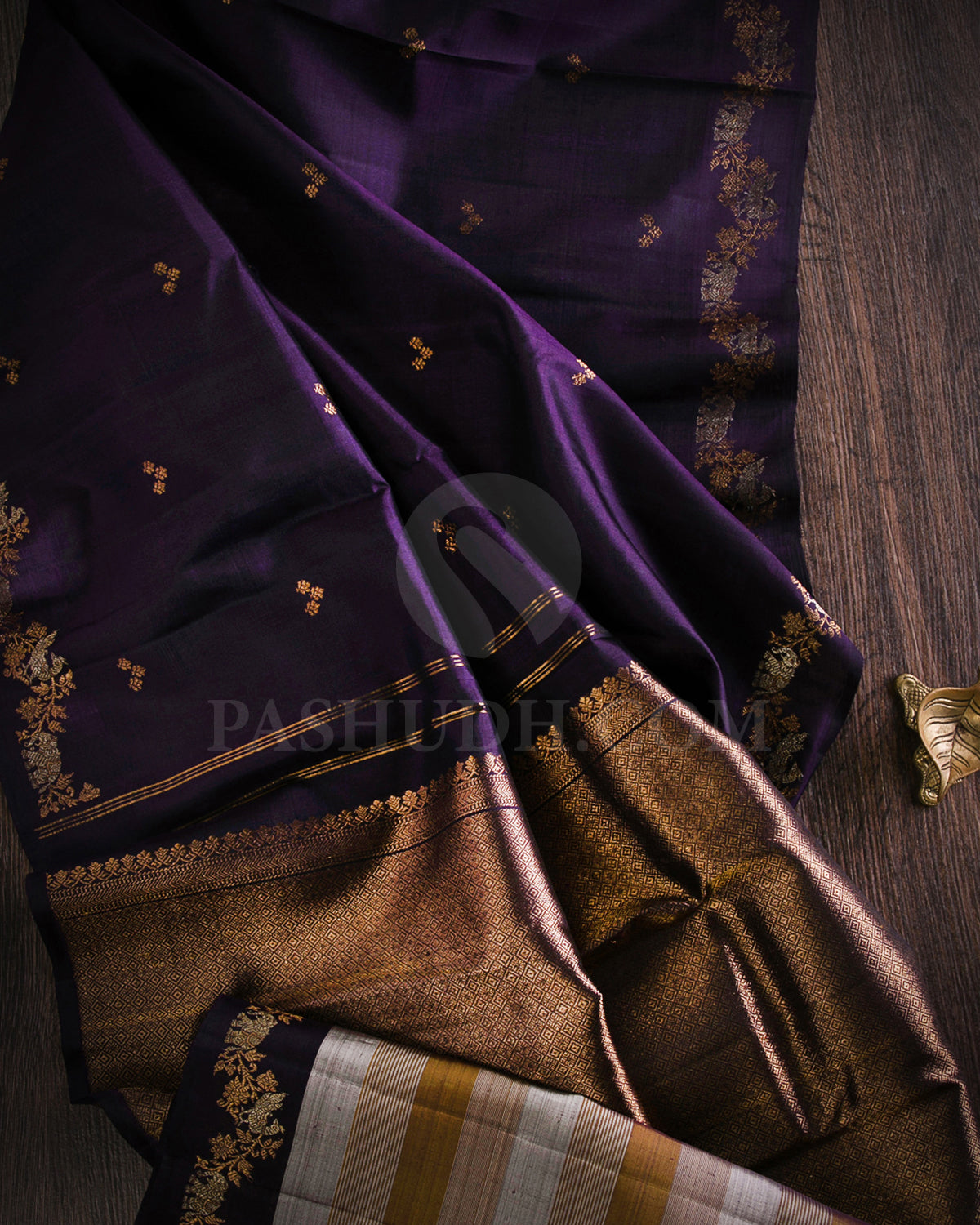 Aubergine Kanjivaram Silk Saree - S1245(A)