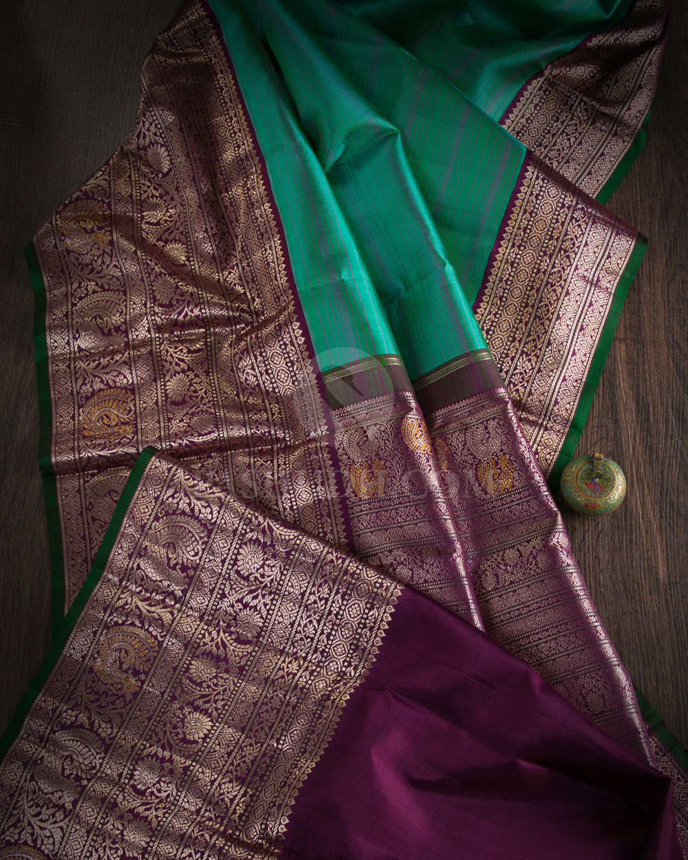 Ramar Green & Purple Kanjivaram Silk Saree - S1013(A) - View 1