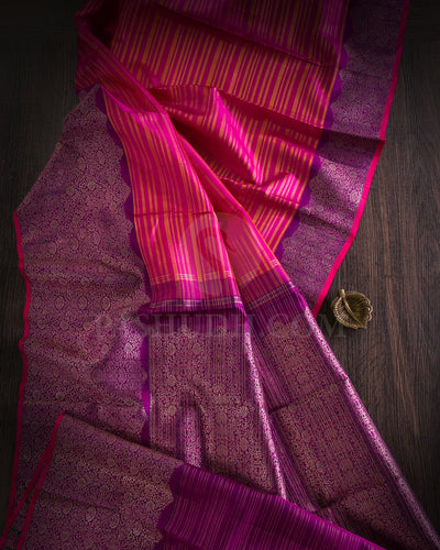 Pink, Orange And Violet Kanjivaram Silk Saree - S1176(A)