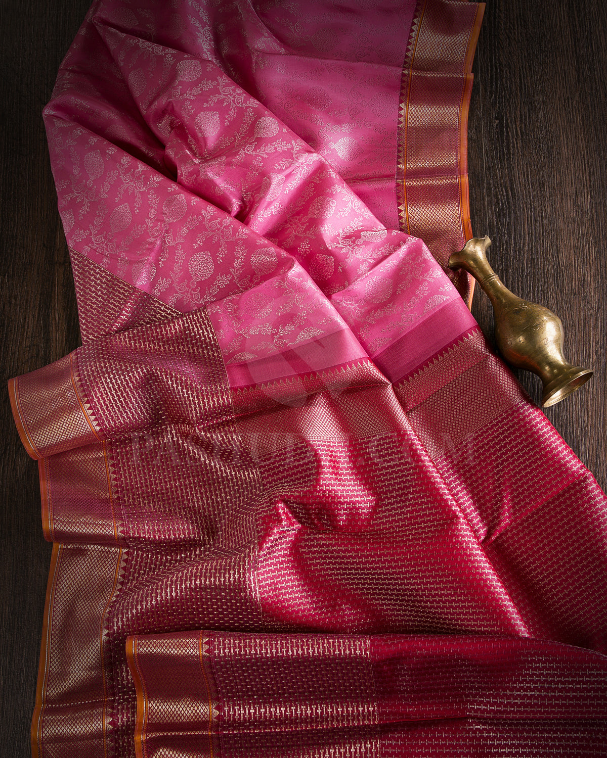 Baby Pink And Rouge Pink Kanjivaram Silk Saree - DT260(B)