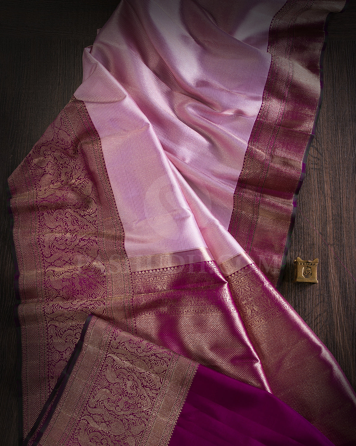 Baby Pink and Violet Kanjivaram Silk Saree - S1234(A)