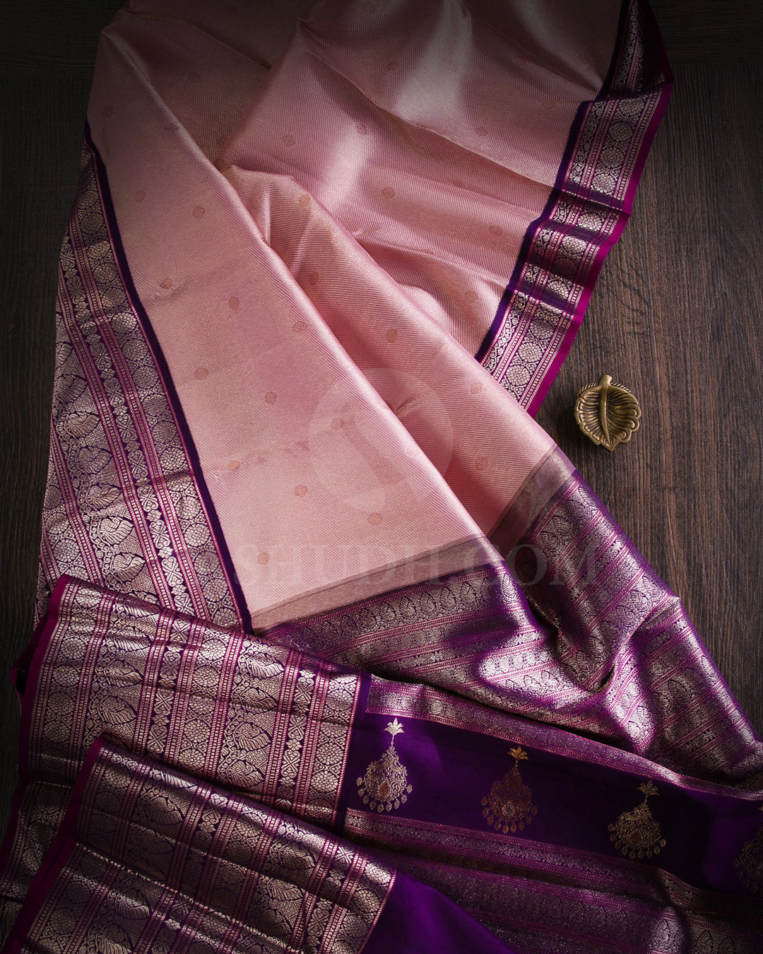 Mild Pink And Royal Purple Traditional Kanjivaram Silk Saree - S1236(A)