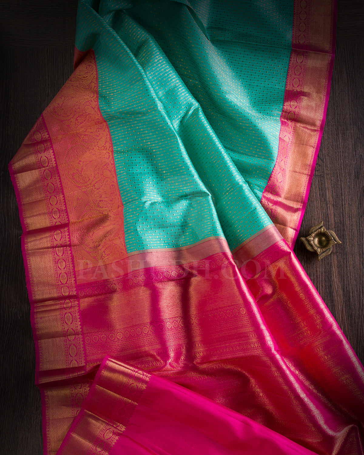 Sky Blue, Taffy Pink And Rani Pink Kanjivaram Silk Saree - S1232(A)