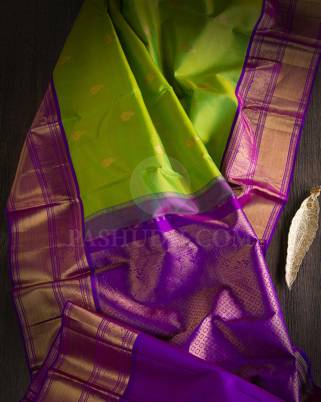 Parrot Green And Violet Traditional Kanjivaram Silk Saree - SVJ12