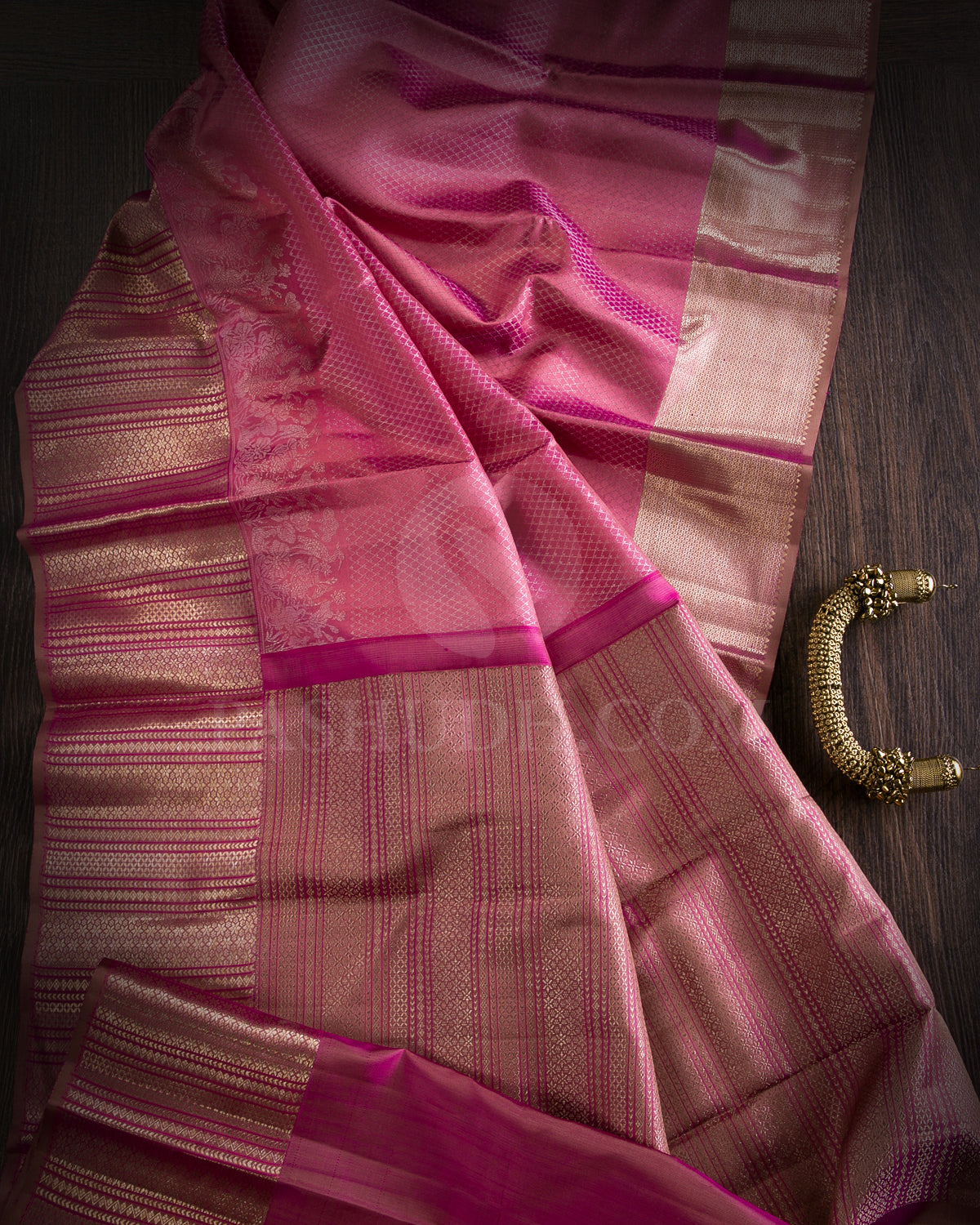 Baby Pink Beige Kanjivaram Silk Saree - D572(A)