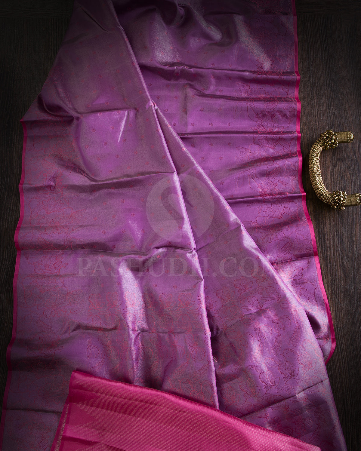 Lavendar And Fucshia Pink Kanjivaram Silk Saree - D570(B)