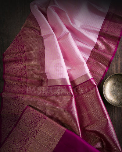 Baby Pink And Violet Kanjivaram Silk Saree - S1259(A)