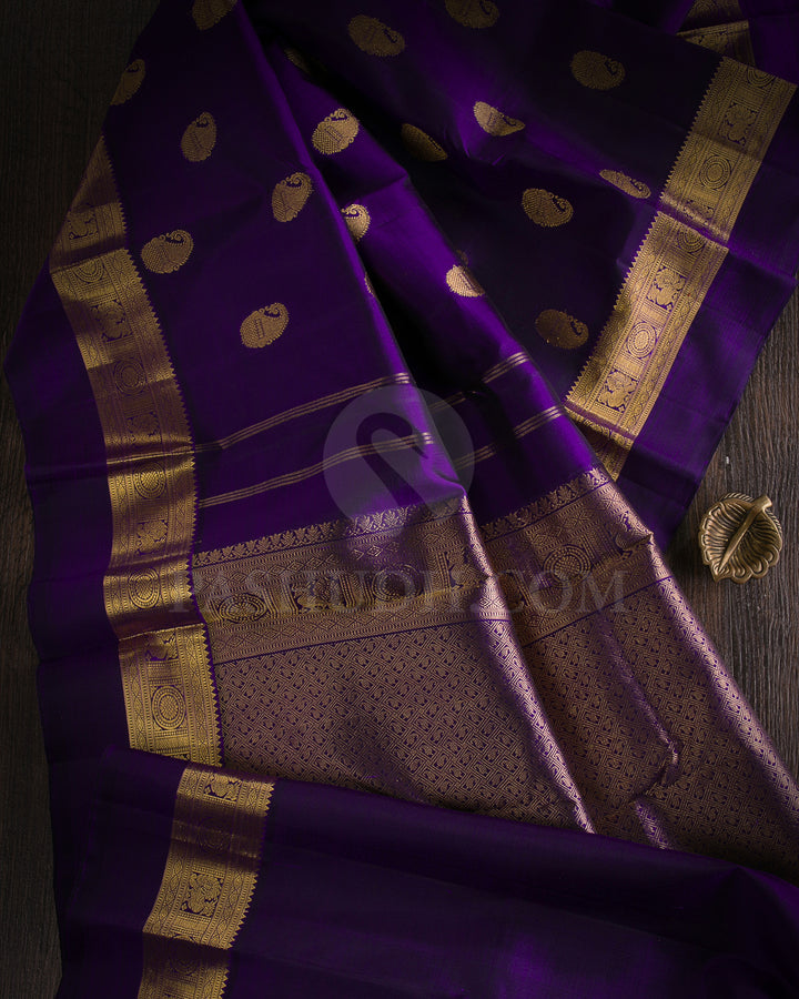 Deep Violet Traditional Kanjivaram Silk Saree - SVJ31