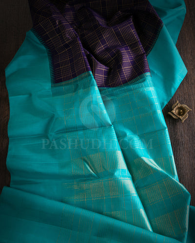 Purple And Turquoise Traditional Kanjivaram Silk Saree - S1267(A)