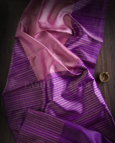 Baby Pink And Deep Lavender Kanjivaram Silk Saree - S1039(D)