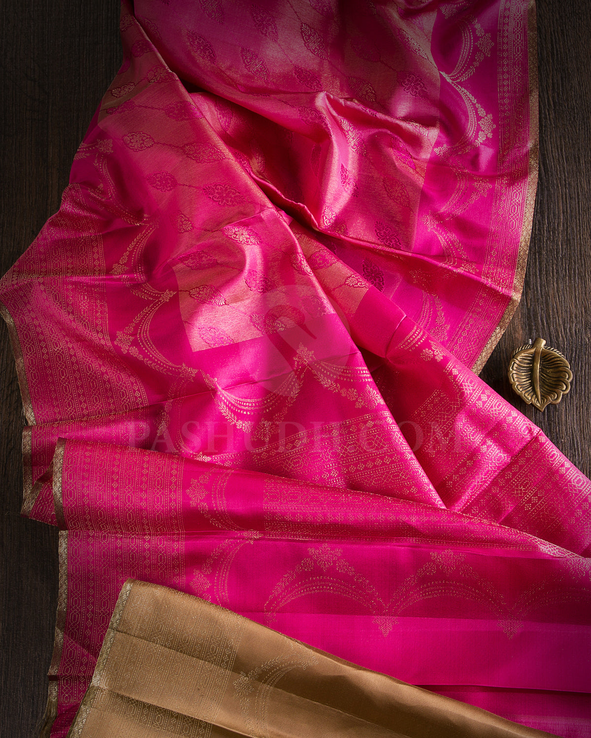 Bright Pink And Gold Kanjivaram Silk Saree - DJ289(D)