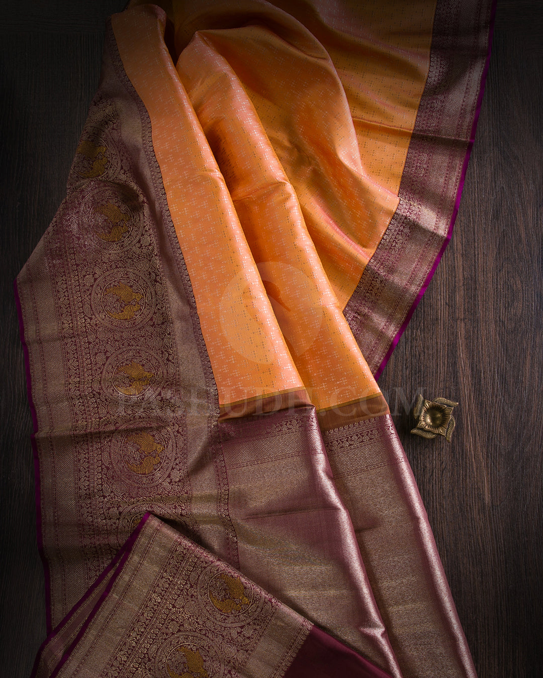 Peach and Brown Kanjivaram Silk Saree - S1215(B)